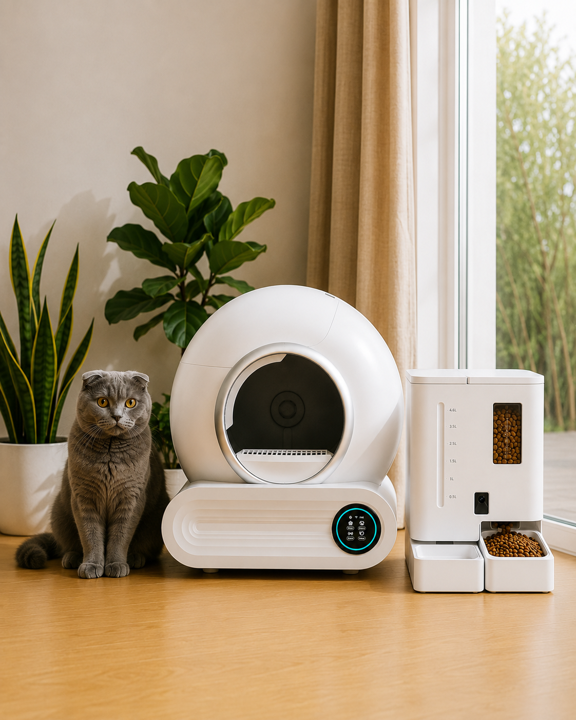 PetMaison Complete Care - Box + Duo — zestaw z automatyczną kuwetą i podwójną miską